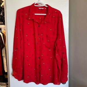 3/$20🦋 Red button down 2XL